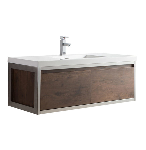 Laker 48 Wall Mounted Chrome Frame Vanity-Rosewood - MEBO Building Materials
