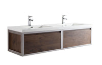 Laker 72 Wall Mounted Chrome Frame Vanity-Rosewood - MEBO Building Materials
