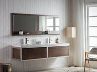 Laker 84 Wall Mounted Chrome Frame Vanity-Rosewood - MEBO Building Materials