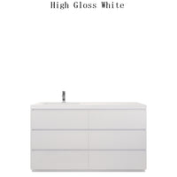 Moravia 60" Free Standing Modern Vanity With 6 Drawers and White Acrylic Single Left Sink - MEBO Building Materials
