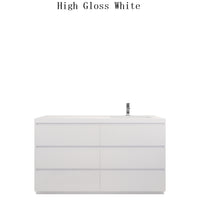 Moravia 60" Free Standing Modern Vanity With 6 Drawers and White Acrylic Single Right Side Sink - MEBO Building Materials