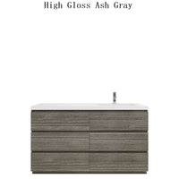 Moravia 60" Free Standing Modern Vanity With 6 Drawers and White Acrylic Single Right Side Sink - MEBO Building Materials