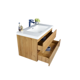 Moravia 36" Wall Mounted Modern Vanity With Single White Acrylic Double Sink - MEBO Building Materials