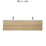 Moravia 84" Wall Mounted Modern Vanity With 4 Drawers and White Acrylic Double Sink - MEBO Building Materials