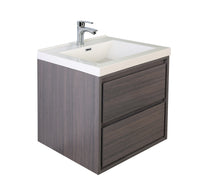MOM 24" Wall Mounted Vanity with 2 Drawers and Acrylic Sink - Grey Oak - MEBO Building Materials