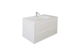 MOM 24" Wall Mounted Vanity with 2 Drawers and Acrylic Sink - Gloss White - MEBO Building Materials
