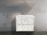 MOM 24" Wall Mounted Vanity with 2 Drawers and Acrylic Sink - Marble - MEBO Building Materials