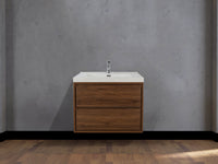 MOM 24" Wall Mounted Vanity with 2 Drawers and Acrylic Sink - Rosewood - MEBO Building Materials
