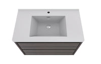 MOM 36" Wall Mounted Vanity with 2 Drawers and Acrylic Sink - Grey Oak - MEBO Building Materials