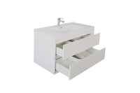 MOM 36" Wall Mounted Vanity with 2 Drawers and Acrylic Sink - Gloss White - MEBO Building Materials