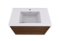 MOM 36" Wall Mounted Vanity with 2 Drawers and Acrylic Sink - Rosewood - MEBO Building Materials