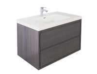 MOM 42" Wall Mounted Vanity with 2 Drawers and Acrylic Sink - Grey Oak - MEBO Building Materials