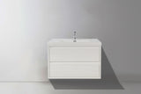 MOM 42" Wall Mounted Vanity with 2 Drawers and Acrylic Sink - Gloss White - MEBO Building Materials