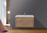 MOM 42" Wall Mounted Vanity with 2 Drawers and Acrylic Sink - Teak Oak - MEBO Building Materials