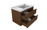 MOM 42" Wall Mounted Vanity with 2 Drawers and Acrylic Sink - Rosewood - MEBO Building Materials