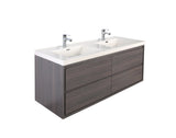 MOM 48" Wall Mounted Vanity with 4 Drawers and Acrylic Double Sink - Grey Oak - MEBO Building Materials