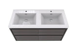 MOM 48" Wall Mounted Vanity with 4 Drawers and Acrylic Double Sink - Grey Oak - MEBO Building Materials