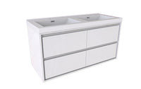MOM 48" Wall Mounted Vanity with 4 Drawers and Acrylic Double Sink - Gloss White - MEBO Building Materials