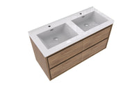 MOM 48" Wall Mounted Vanity with 4 Drawers and Acrylic Double Sink - Teak Oak - MEBO Building Materials
