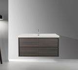 MOM 48" Wall Mounted Vanity with 4 Drawers and Acrylic Single Sink - Grey Oak - MEBO Building Materials
