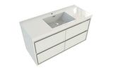 MOM 48" Wall Mounted Vanity with 4 Drawers and Acrylic Single Sink - Gloss White - MEBO Building Materials