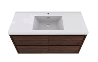 MOM 48"  Wall Mounted Vanity with 4 Drawers and Acrylic Single Sink - Rosewood - MEBO Building Materials