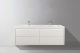 MOM 60" Wall Mounted Vanity with 4 Drawers and Acrylic Double Sink - Gloss White - MEBO Building Materials