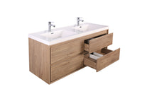 MOM 60" Wall Mounted Vanity with 4 Drawers and Acrylic Double Sink - Teak Oak - MEBO Building Materials