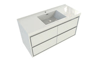 MOM 60" Wall Mounted Vanity with 4 Drawers and Acrylic Single Sink - Gloss White - MEBO Building Materials