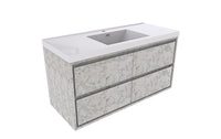 MOM 60" Wall Mounted Vanity with 4 Drawers and Acrylic Single Sink - Marble - MEBO Building Materials