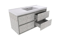 MOM 60" Wall Mounted Vanity with 4 Drawers and Acrylic Single Sink - Marble - MEBO Building Materials