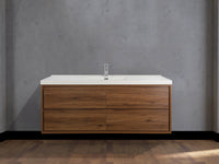 MOM 60" Wall Mounted Vanity with 4 Drawers and Acrylic Single Sink - Rosewood - MEBO Building Materials