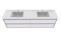 MOM 72" Wall Mounted Vanity with 4 Drawers and Acrylic Double Sink - Gloss White - MEBO Building Materials
