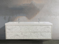 MOM 72" Wall Mounted Vanity with 4 Drawers and Acrylic Double Sink - Marble - MEBO Building Materials