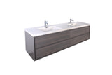 MOM 84" Wall Mounted Vanity with 4 Drawers and Acrylic Double Sink - Grey Oak - MEBO Building Materials