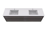 MOM 84" Wall Mounted Vanity with 4 Drawers and Acrylic Double Sink - Grey Oak - MEBO Building Materials
