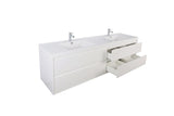 MOM 84 Wall Mounted Vanity with 4 Drawers and Acrylic Double Sink - Gloss White - MEBO Building Materials