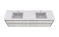 MOM 84" Wall Mounted Vanity with 4 Drawers and Acrylic Double Sink - Marble - MEBO Building Materials