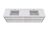 MOM 84" Wall Mounted Vanity with 4 Drawers and Acrylic Double Sink - Marble - MEBO Building Materials