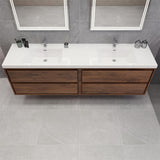 MOM 84" Wall Mounted Vanity with 4 Drawers and Acrylic Double Sink - Rosewood - MEBO Building Materials