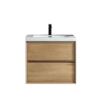 SLIM 24" White Oak Wall Mounted Vanity Reinforced Acrylic Sink - MEBO Building Materials