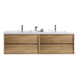 Seavv 84" White Oak Wall Mounted Vanity Reinforced Acrylic Sink - MEBO Building Materials