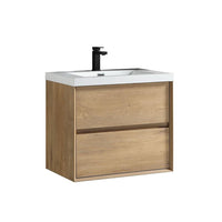 SLIM 24" White Oak Wall Mounted Vanity Reinforced Acrylic Sink - MEBO Building Materials