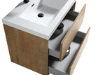 SLIM 30" White Oak Wall Mounted Vanity Reinforced Acrylic Sink - MEBO Building Materials