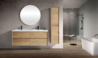 SLIM 60" White Oak Wall Mounted Vanity Reinforced Acrylic Sink - MEBO Building Materials