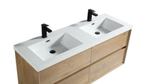 SLIM 60" White Oak Wall Mounted Vanity Reinforced Acrylic Sink - MEBO Building Materials