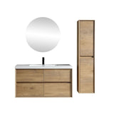 SLIM 48" White Oak Wall Mounted Vanity Reinforced Acrylic Sink - MEBO Building Materials