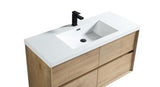 SLIM 48" White Oak Wall Mounted Vanity Reinforced Acrylic Sink - MEBO Building Materials